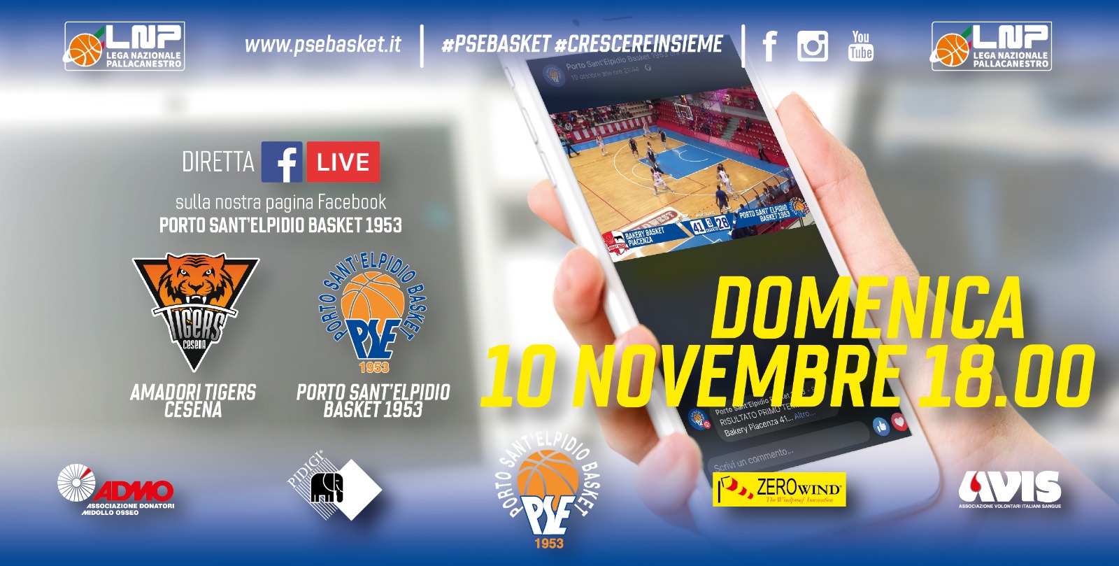 Tigers Cesena-P.S.Elpidio Basket in diretta su Facebook